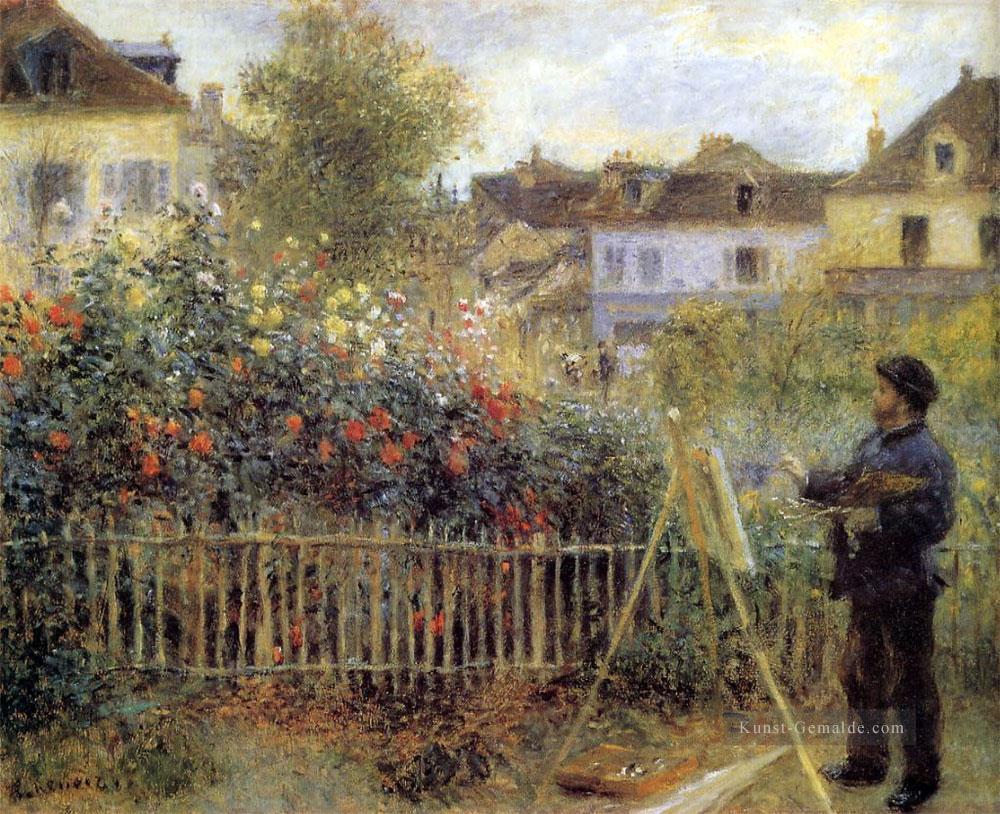 Claude Monet in seinem Garten bei Arenteuil Meister Pierre Auguste Renoir Ölgemälde